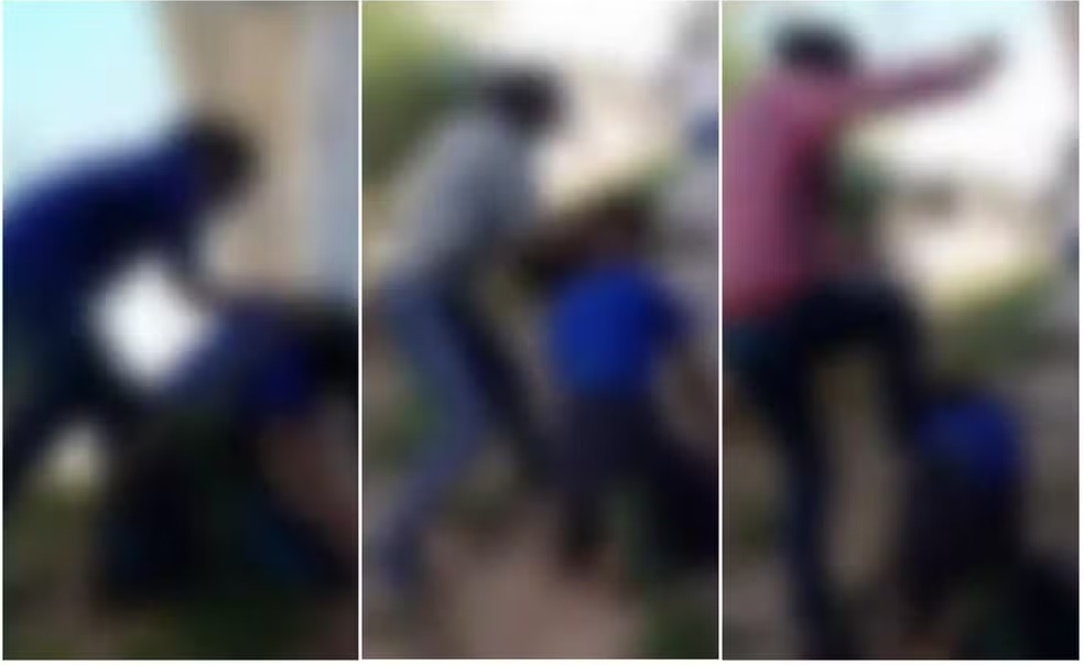 Vítima foi encurralada, agredida com socos, chutes e golpeada com cabo de vassoura; vídeo foi divulgado nas redes sociais e caso está sendo investigado pela Polícia Civil