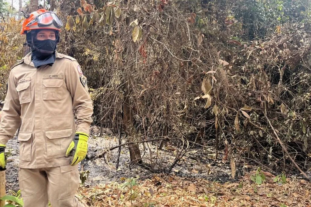 Corpo de Bombeiros de Mato Grosso controla incêndio causado por queima de lixo