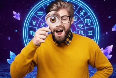 Homem segurando uma lupa