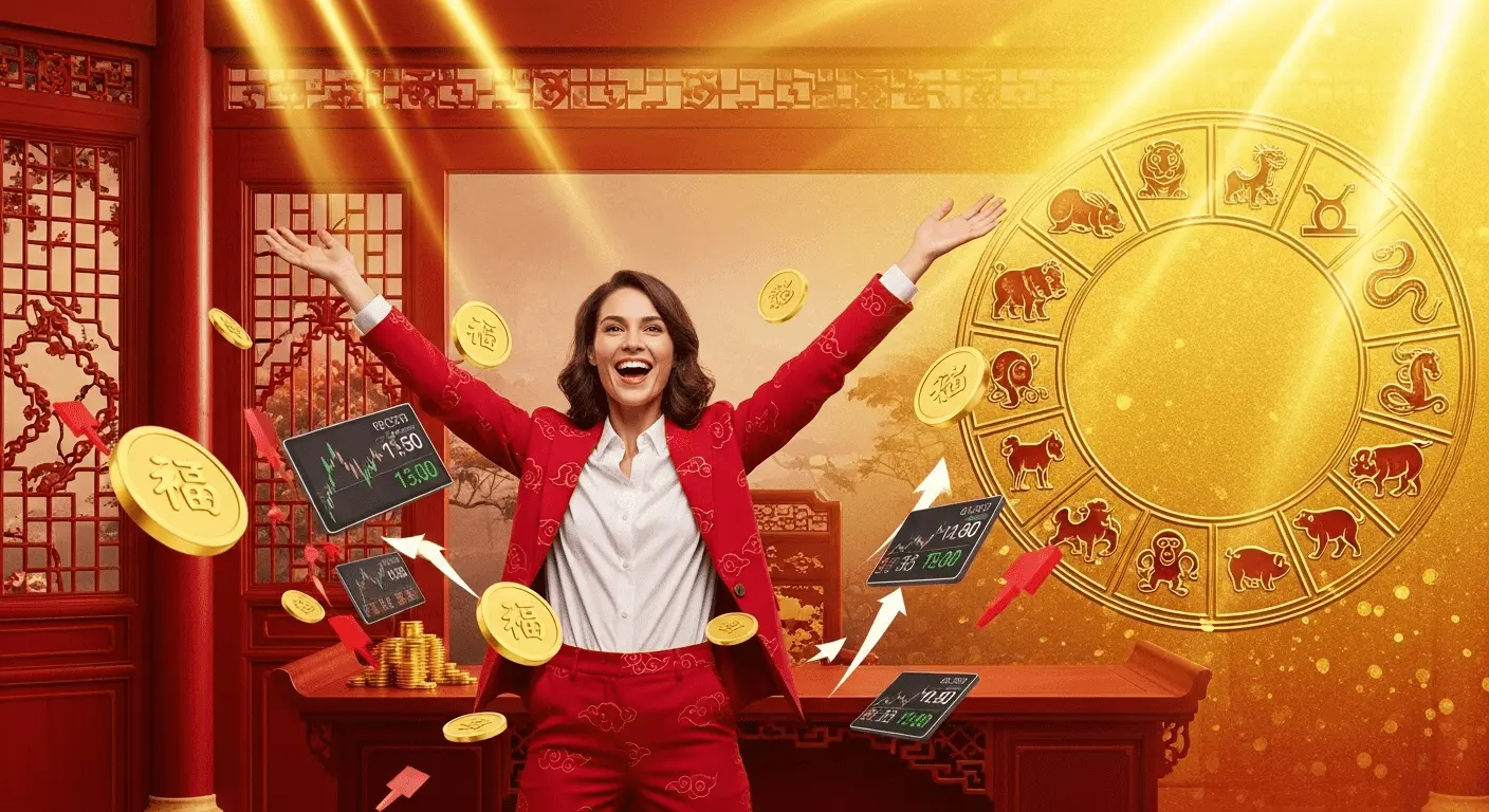 Mulher Feliz com Sucesso Financeiro e Horóscopo Chinês