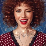 Mulher com Sparklers e Horóscopo