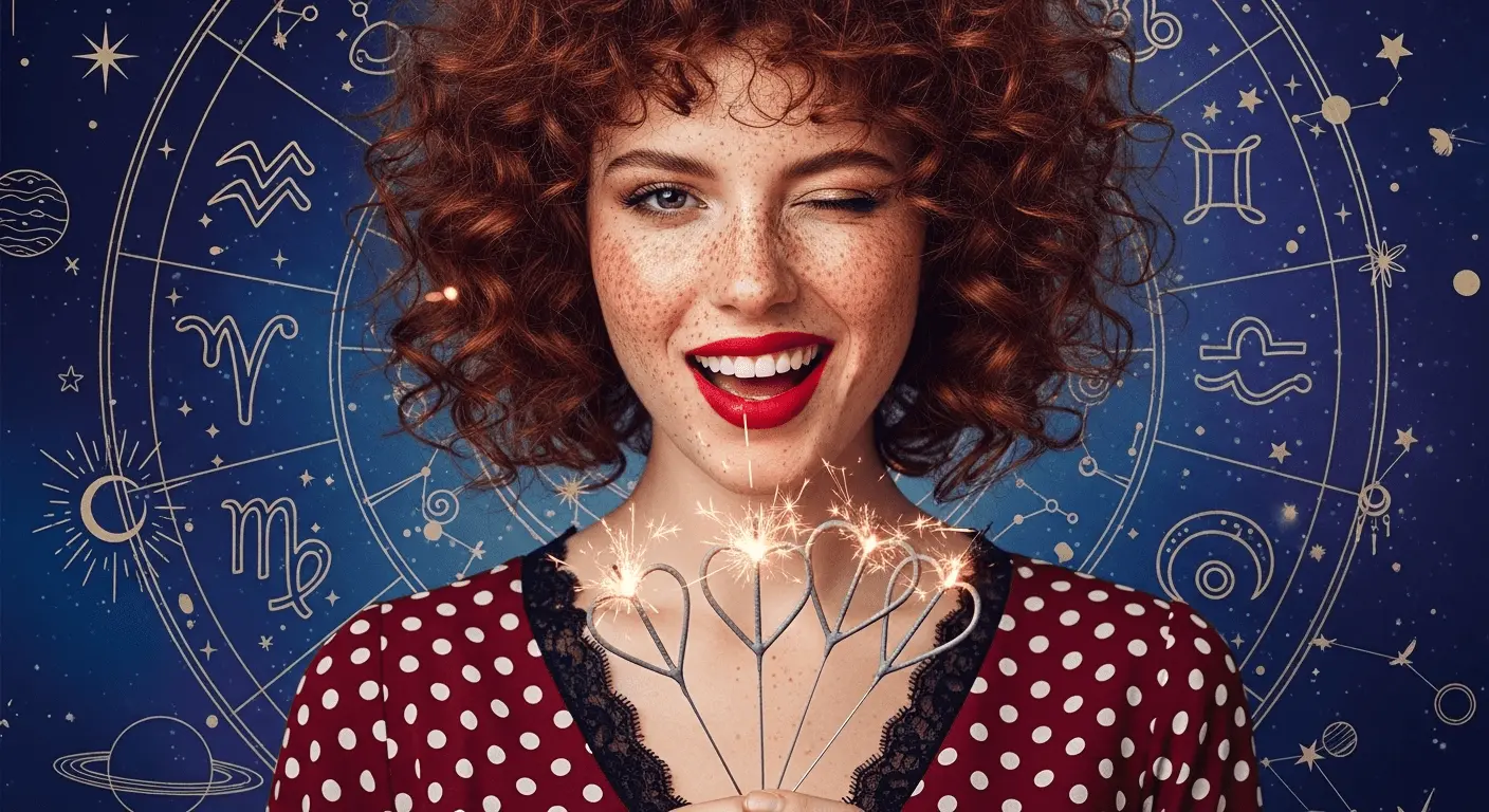 Mulher com Sparklers e Horóscopo