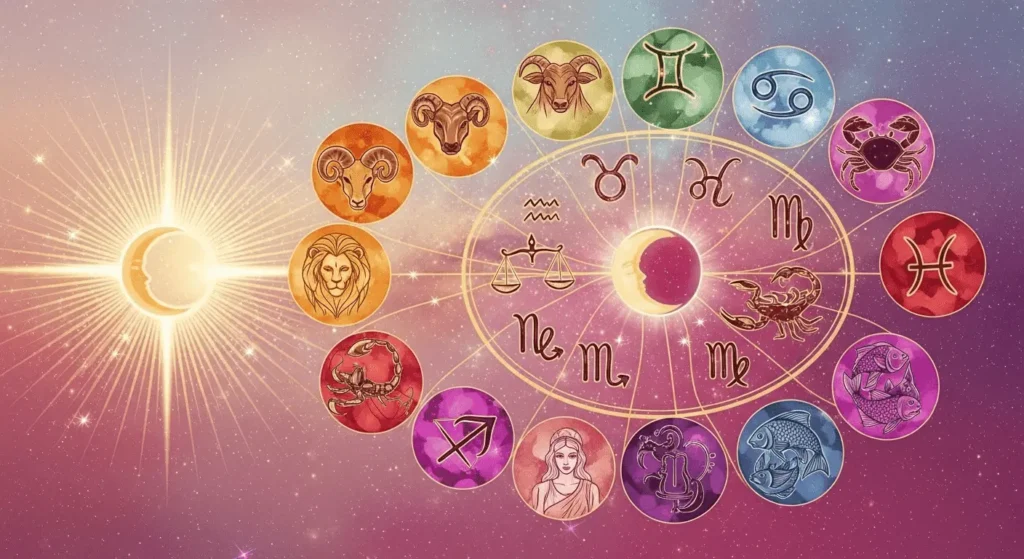 Os 12 Signos do Zodíaco Fundo Rosa