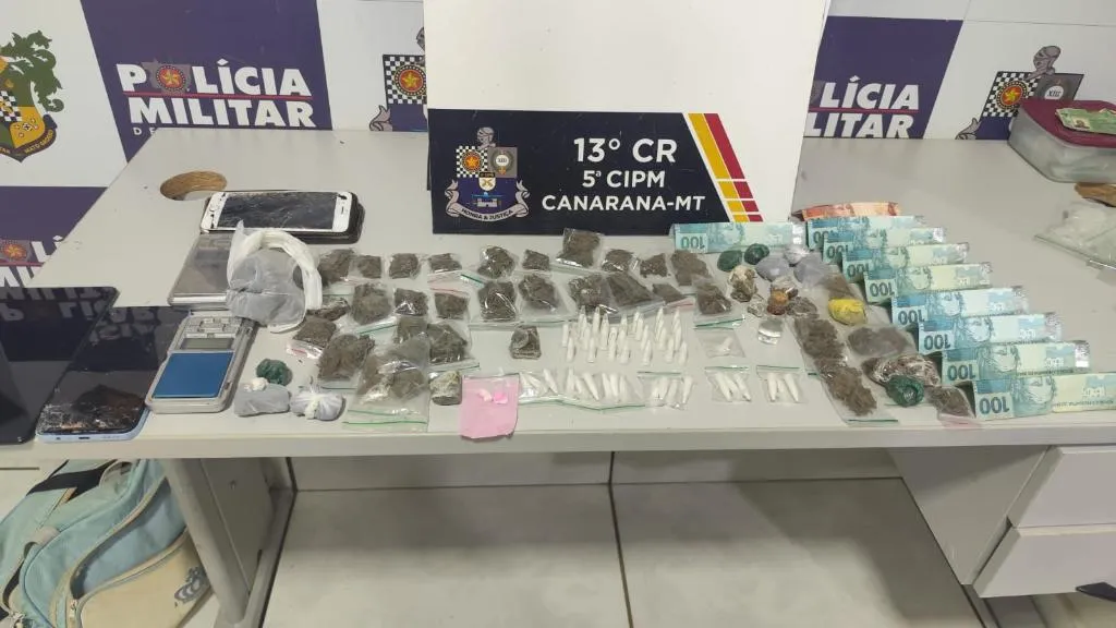 Polícia Militar apreende 102 porções de drogas e prende casal em Canarana