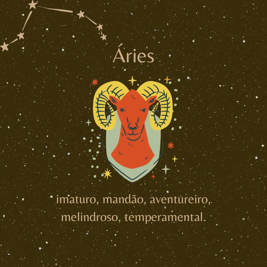 Aries signos post para instagram marrom amarelo vermelho