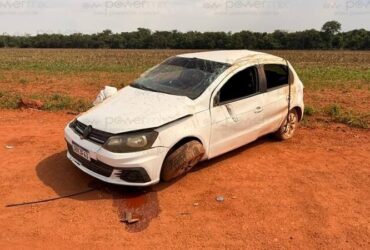 Quatro pessoas ficam feridas após capotamento de veículo em estrada rural de Nova Mutum