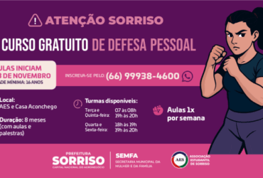 Abertas inscricoes para curso de Defesa Pessoal em Sorriso -CenárioMT