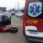 Motociclista socorrido após acidente em cruzamento em Mato Grosso