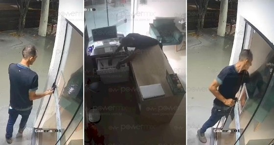 A ação criminosa, registrada por câmeras de segurança, mostra o suspeito agindo com calma e utilizando uma ferramenta para destravar a porta sem deixar sinais de arrombamento.