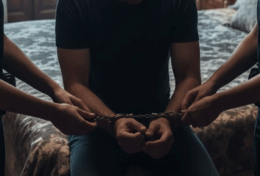 Homem sendo Algemado dentro do quarto