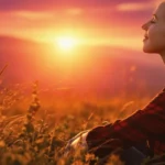 Mulher curtindo por do sol - prosperidade