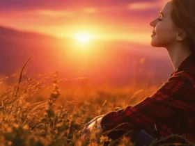 Mulher curtindo por do sol - prosperidade