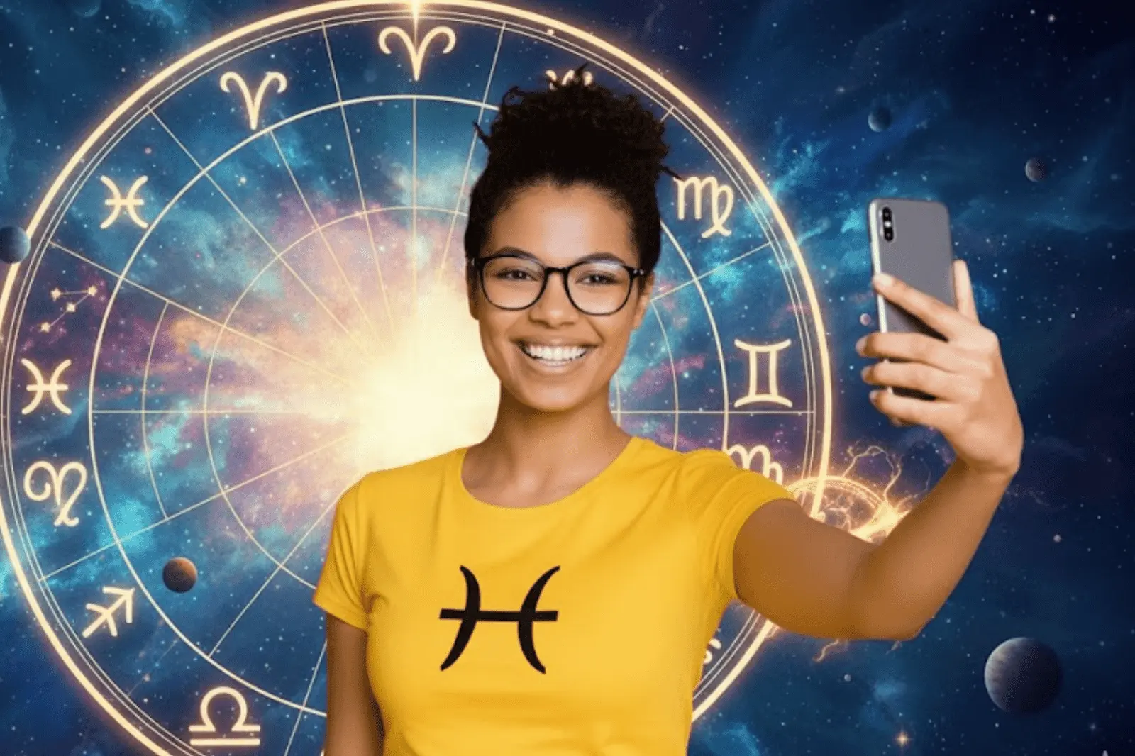 Mulher do signo de peixes feliz