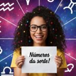 Numeros da sorte, mulher segurando cartaz na mao