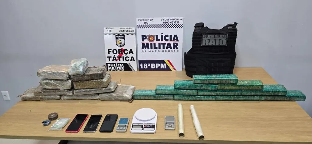 PM apreende 18 kg de drogas e prende dupla em Pontes e Lacerda