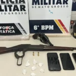 PM apreende fuzil, drogas e prende três em Cáceres