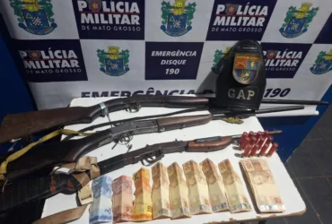 PM apreende armas e prende dois homens em Araputanga