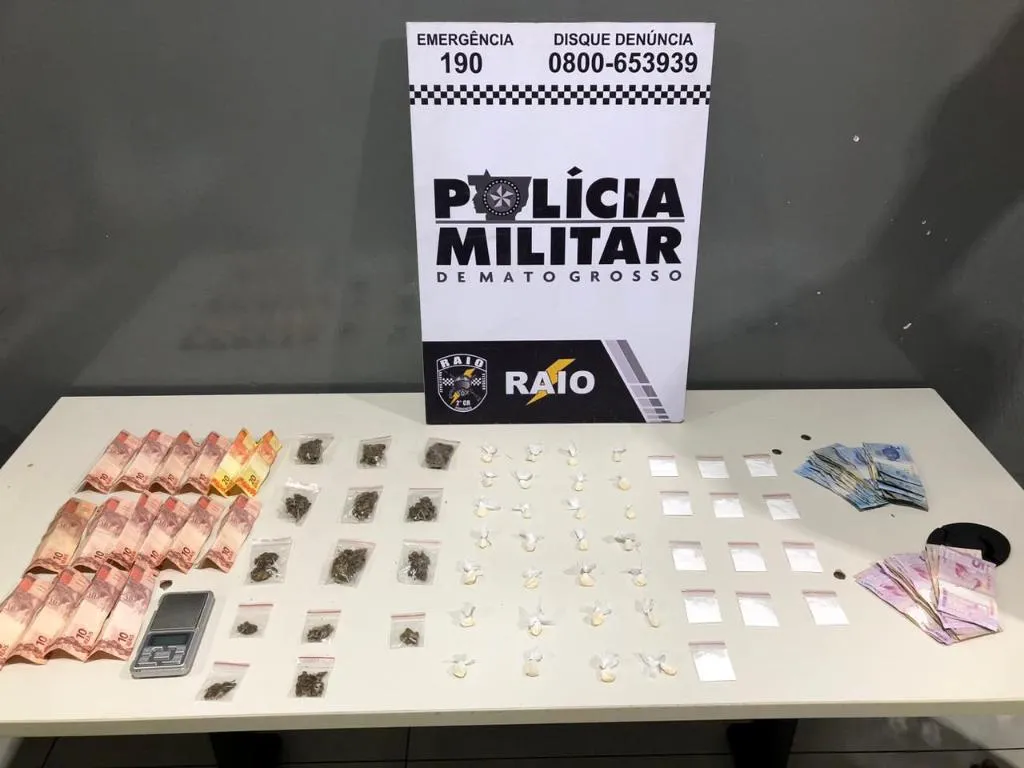 Raio prende suspeito com 55 porções de drogas em Várzea Grande