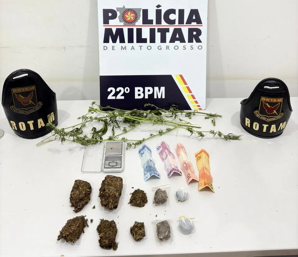Rotam prende suspeito de facção com drogas em Peixoto de Azevedo