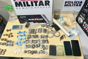 Rotam prende homem por tráfico em Cuiabá com drogas e simulacro