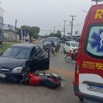 Acidente aconteceu na tarde desta quinta-feira (2), na avenida Dall'Alba; vítima sofreu apenas escoriações e foi encaminhada ao Pronto Atendimento Municipal