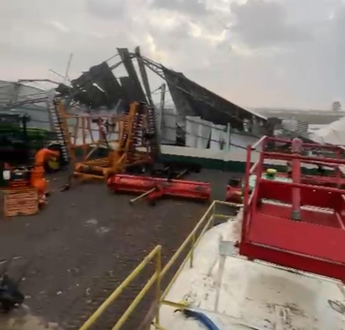 Tempestades derrubaram estruturas em fazendas e atingiram comércios e pontos de lazer nas duas cidades; moradores registraram o momento dos ventos intensos