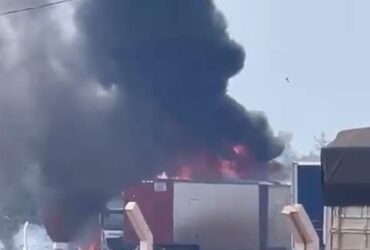 Incêndio atinge posto de combustível na BR-070 em Cuiabá e mobiliza equipes do Corpo de Bombeiros