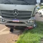 Jovem de 23 anos foi socorrida pela equipe da Nova Rota do Oeste e encaminhada à UPA André Maggi com escoriações e dores na perna direita