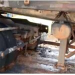 Chamas começaram após vazamento no botijão acoplado ao fogareiro; Corpo de Bombeiros agiu rapidamente e evitou que o fogo atingisse toda a carreta