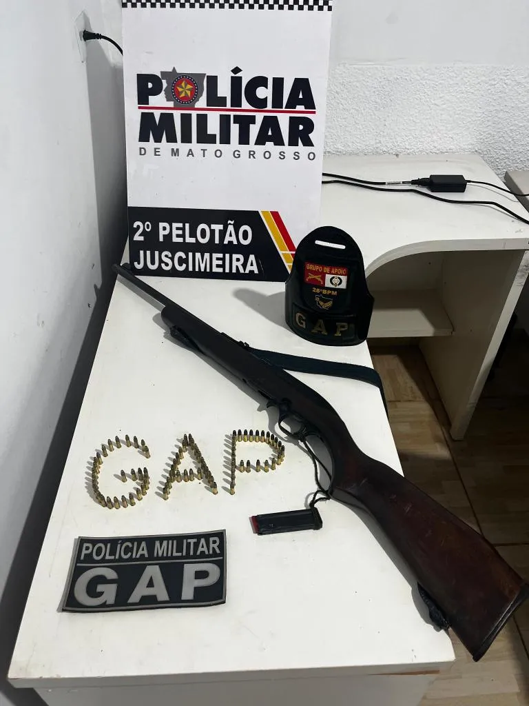 Homem preso por porte ilegal de arma de fogo em Juscimeira