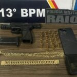 Polícia Militar apreende arma, munições e grande quantidade de cheques após fiscalização por insulfilm irregular em Lucas do Rio Verde