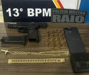 Polícia Militar apreende arma, munições e grande quantidade de cheques após fiscalização por insulfilm irregular em Lucas do Rio Verde