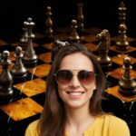Mulher em um jogo de xadrez