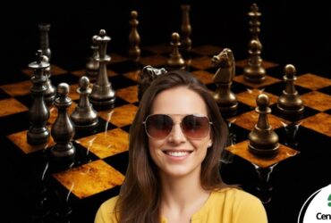 Mulher em um jogo de xadrez