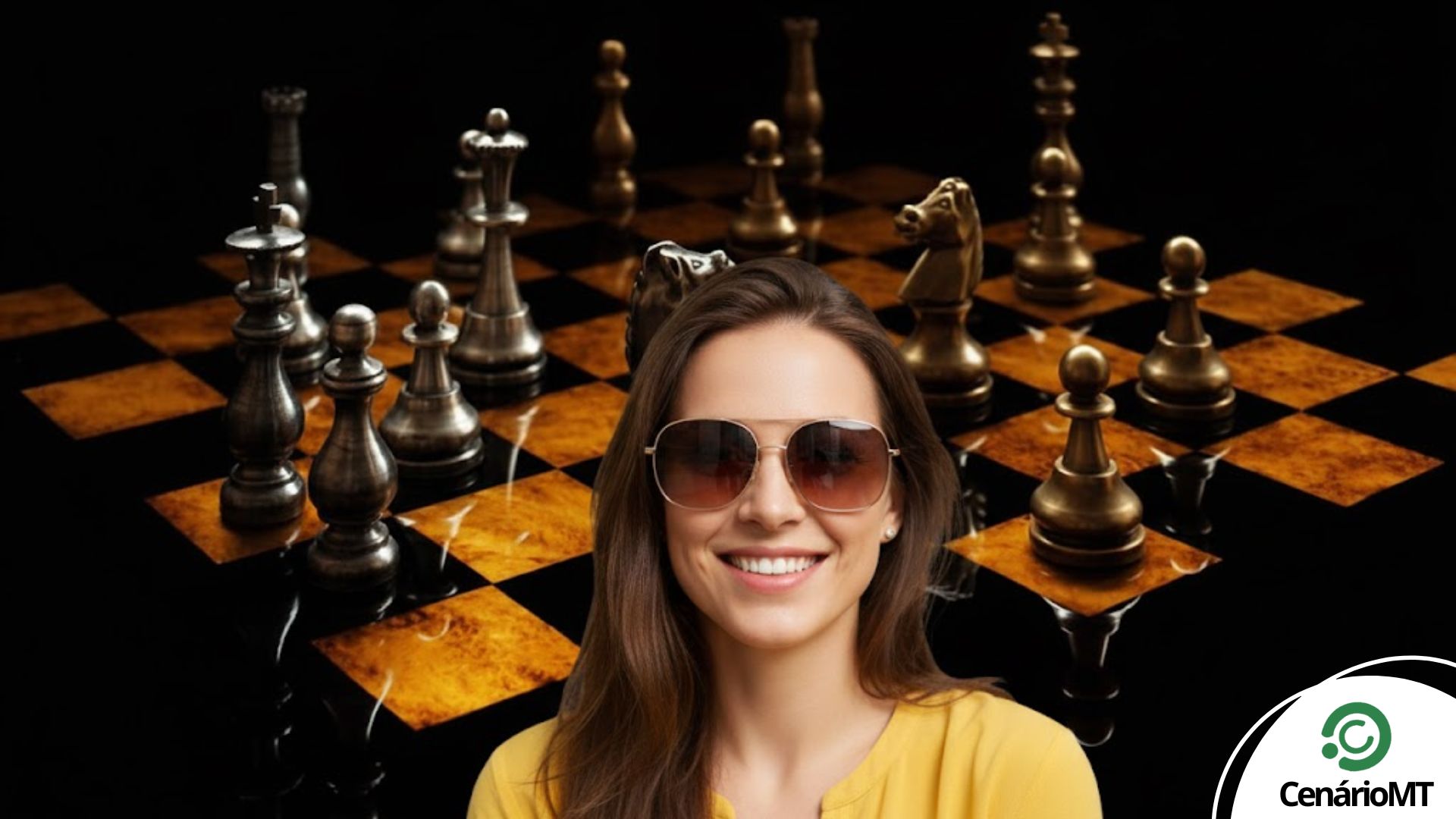 Mulher em um jogo de xadrez