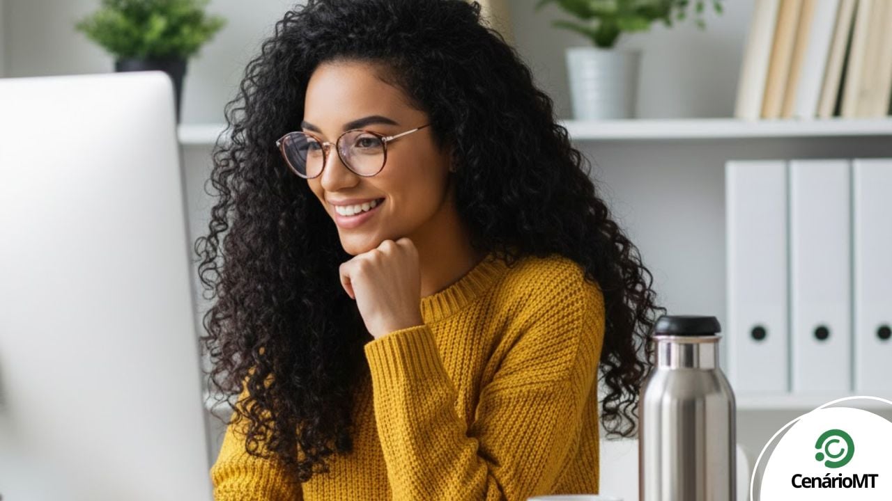 Mulher feliz no trabalho