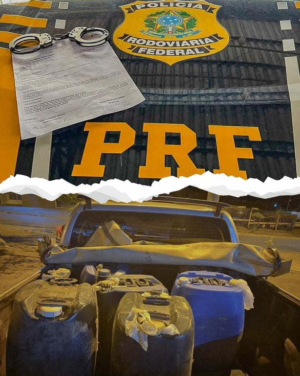 PRF prende dois homens e apreende mercúrio e 250 litros de diesel durante fiscalização na BR-174B, em Pontes e Lacerda (MT)