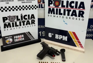 PM apreende arma ligada a homicídio e detém três em Cáceres