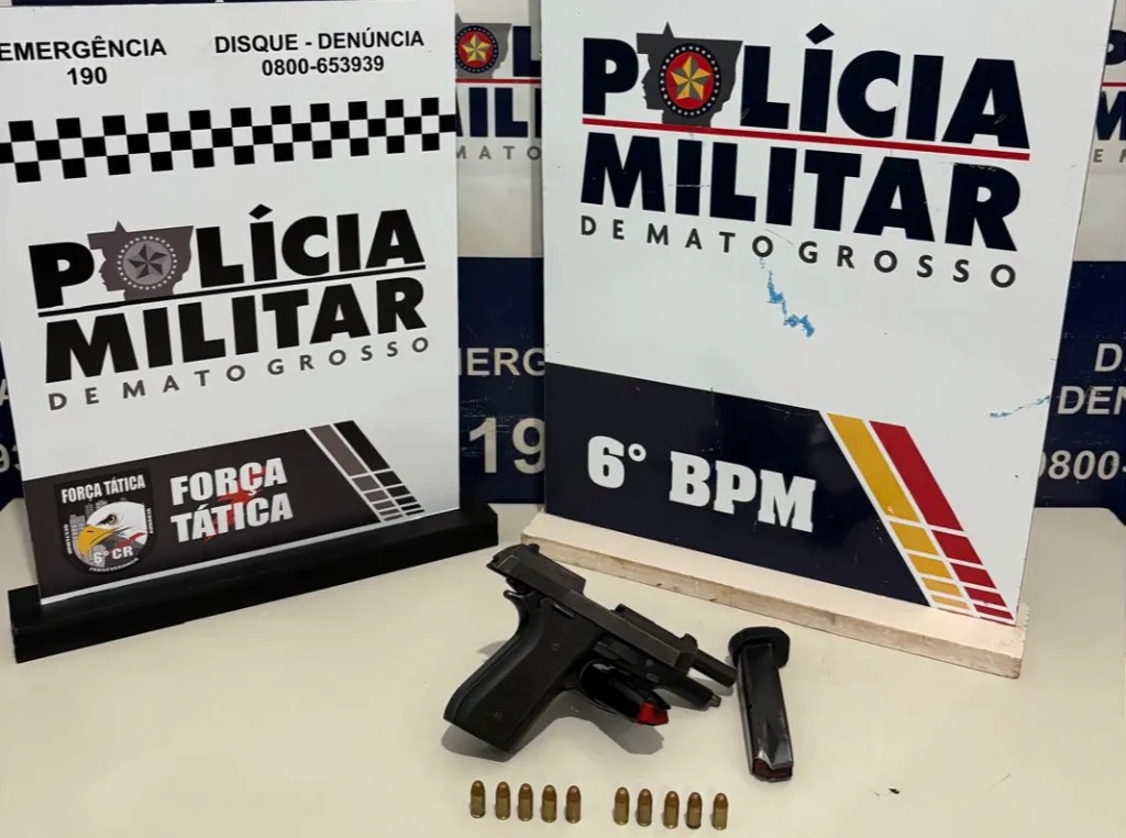 PM apreende arma ligada a homicídio e detém três em Cáceres