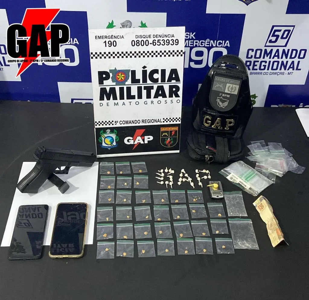PM prende trio com drogas e simulacro em Barra do Garças