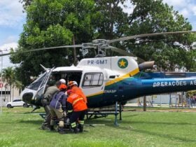 Trabalhador de 46 anos sofreu fratura exposta por esmagamento ao ficar com a perna presa em equipamento de silo; Águia 03 realizou o transporte aéreo até Sorriso