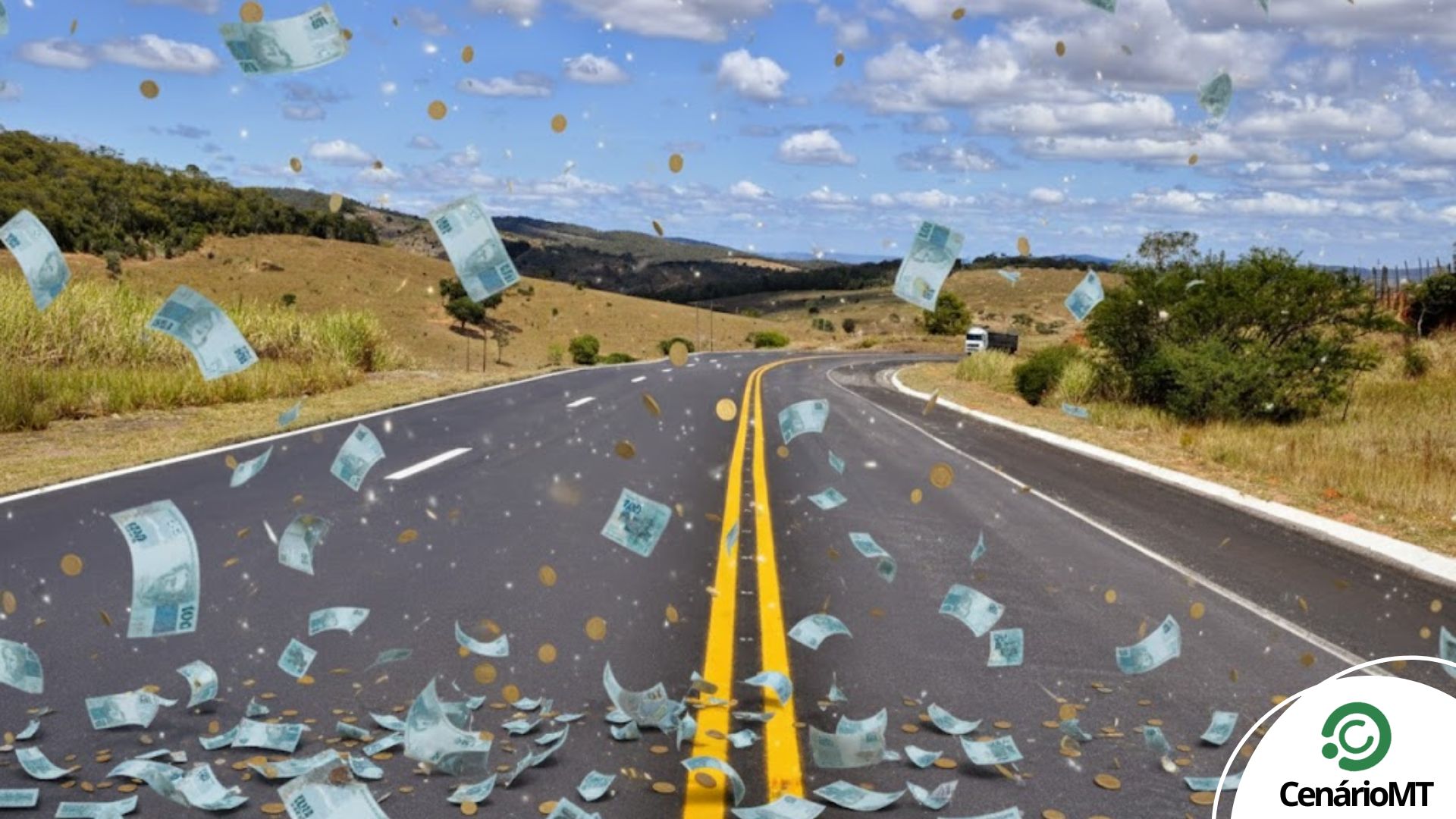estrada com dinheiro