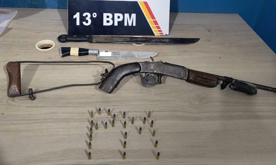 Homem é preso por violência doméstica e posse de arma artesanal em Lucas do Rio Verde