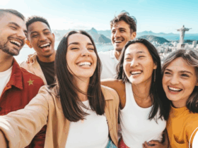 Amigos felizes em uma semana de férias no Brasil