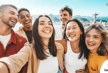 Amigos felizes em uma semana de férias no Brasil