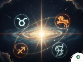 Ilustração editorial mostrando um fim de semana iluminado simbolizando um acontecimento capaz de mudar dezembro para três signos.