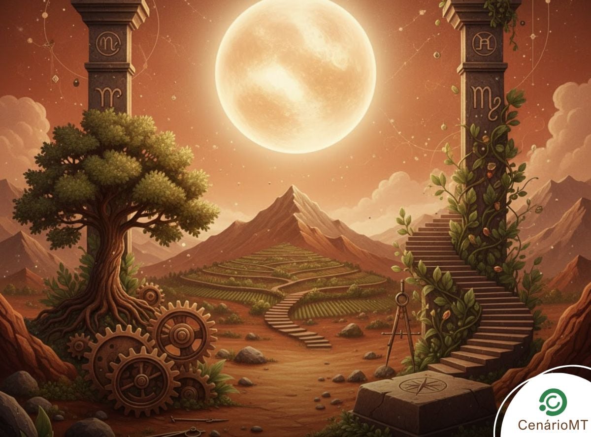 Ilustração astrológica de Vênus em Capricórnio simbolizando abundância e estabilidade em 24 de dezembro de 2025