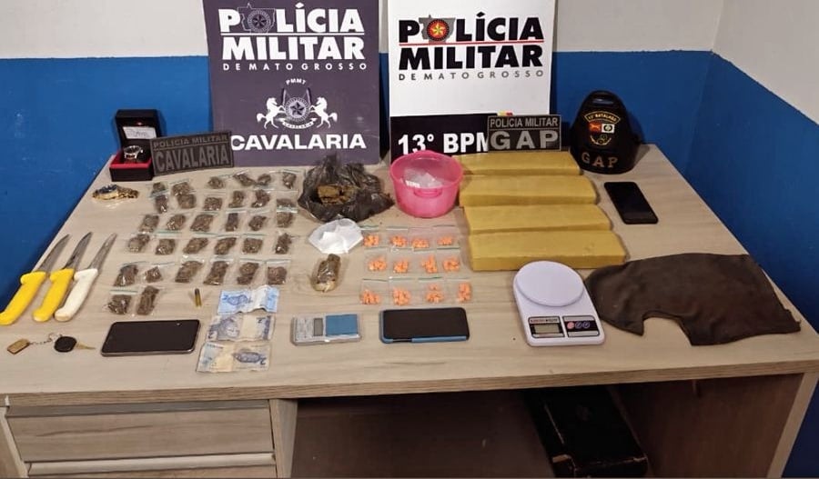 PM prende dois por tráfico de drogas e apreende cerca de 5 KG de entorpecentes em Lucas do Rio Verde