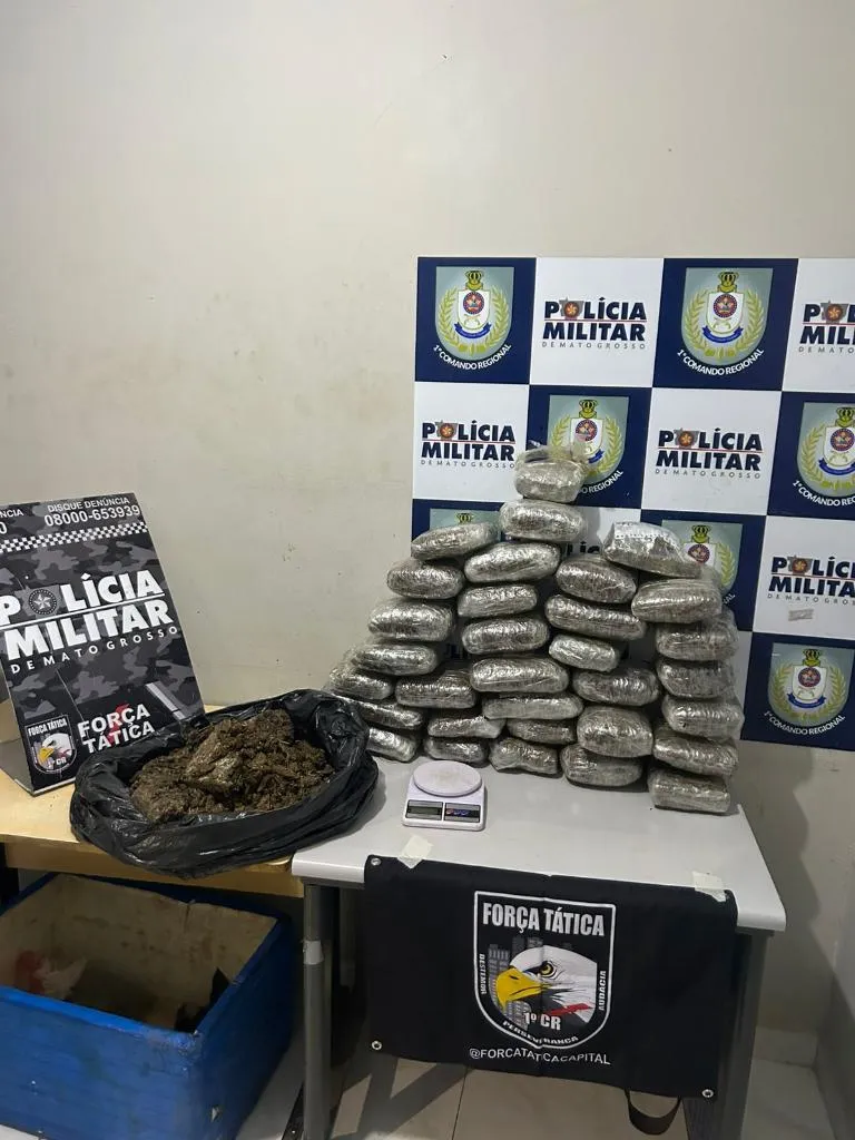 Força Tática prende suspeito com 32 tabletes de maconha em Cuiabá