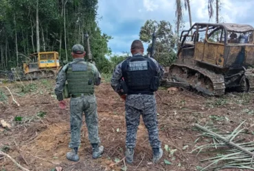 PM apreende máquinas por extração ilegal de madeira em Colniza